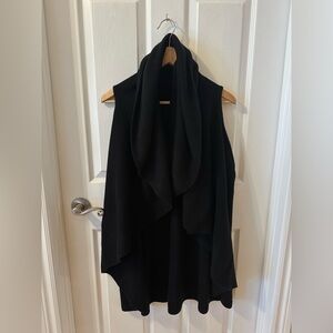 Black Draped Open-Front Women’s Sweater Vest